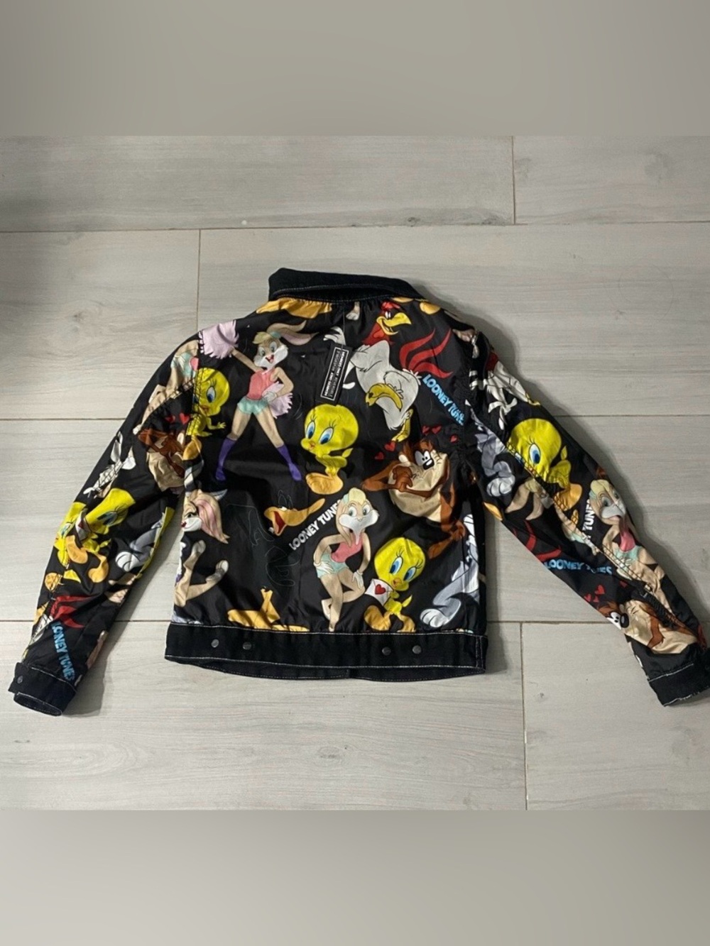 Looney Tunes Black Denim Cartoon Reversible Jacket